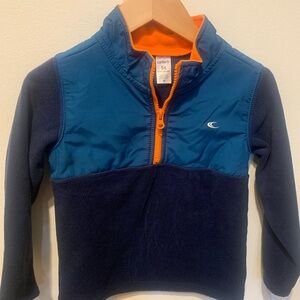 Carter's Navy and Teal Fleece Jacket with Bright Orange Trim